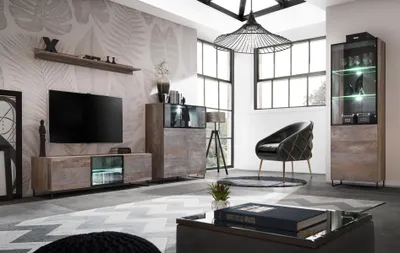 Image de Ensemble de salon moderne Meuble TV Design Mobilier Vitrine Nouveau Meubles en bois