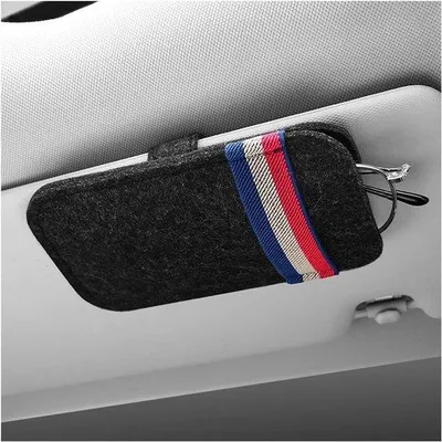 Produktbild von Famanu Auto Sonnenbrillen Clip Aufbewahrungstasche - Sonnenblenden Brillenetui - Brillenhalter für Auto - Schwarz