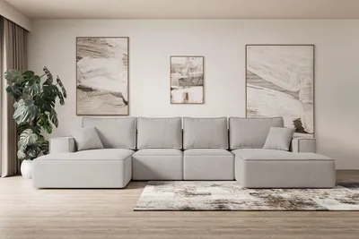 Produktbild von ALTDECOR Ecksofa mit Schlaffunktion und Bettkasten - Corner Sofa Eckcouch Couch U-Form universal, links/rechts angeordnet Schlafcouch Ausziehbar Wohnlandschaft SIERRA-U-S - 349x161x87 cm Hellbraun