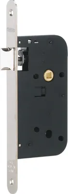 Image de Serrure encastrable pour porte intérieure, axe 50mm, bouts ronds, nickelé - THIRARD
