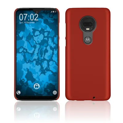 Produktbild von PhoneNatic Case kompatibel mit Motorola Moto G7 Plus - Hülle rot gummiert Hard-case + 2 Schutzfolien