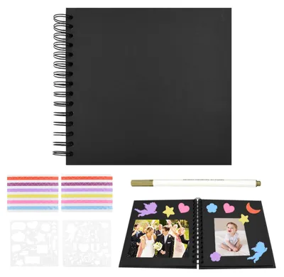 DIY-Fotoalbum, 20,5 x 20,5 cm, 40 Seiten, schwarz, Scrapbook