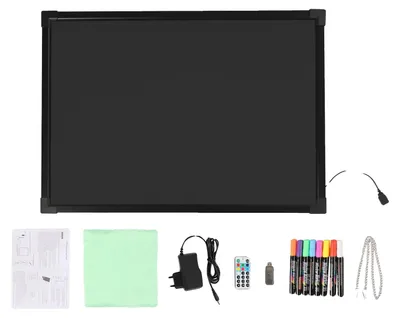 Zdjęcie produktu dla Tablica do pisania, oświetlenie LED, w zestawie marker, czarna, 60 x 80 cm