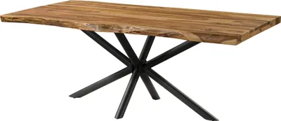 Produktbild von MASSIVMOEBEL24 Baumtisch Sheesham 200x100x76 natur sandgestrahlt / Kreuzgestell anthrazit matt FREEFORM 5