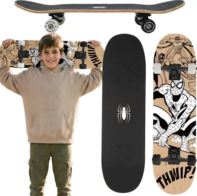 Produktbild von MARVEL Spider-Man Jugend-Holzskateboard, 79 cm, rutschfestes Deck, bis 100 kg belastbar.