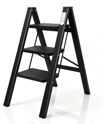 Produktbild von Trittleiter 3 Stufen Klappleiter Schwarz 150 kg Belastbarkeit