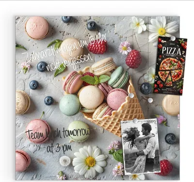 Produktbild von Magnettafel 30x30cm Pinnwand Whiteboard beschreibbar - Macarons im Sommer