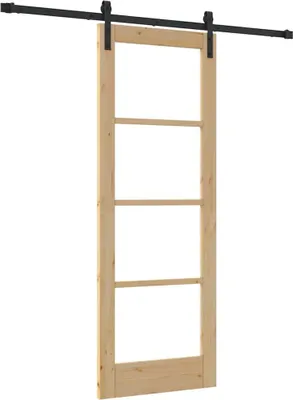 Image de Porte coulissante vidaXL ORKDAL, finition naturelle et noire, 73,5 x 198,5 cm