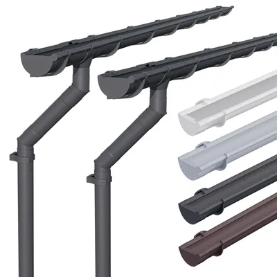 Produktbild von INEFA 2x Dachrinnenset Kunststoff NW100 / 100mm halbrund 5m Anthrazit, Regenrinne PVC für Gartenhaus & Carport, Dachrinnen Set, Dachrinne Kunststoff  Germany