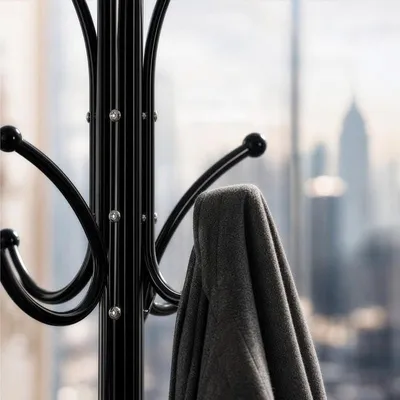 Produktbild von DRW Garderobenständer und Sockel aus Marmor aus Metall in Schwarz, 175 x 37 x 37