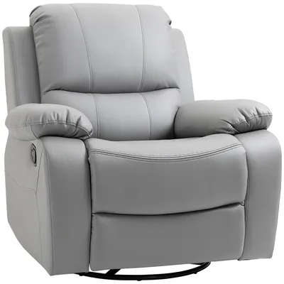 Produktbild von HOMCOM Relaxsessel Liegesessel 135° neigbar mit Wippfunktion und Fußstütze Grau