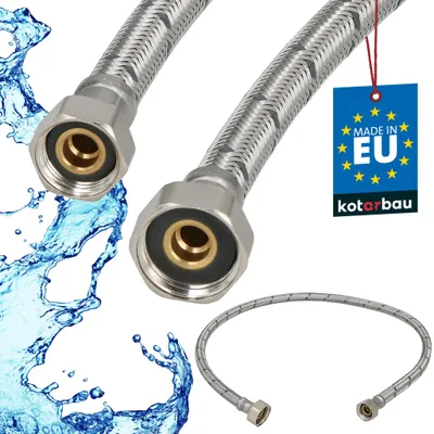 Produktbild von KOTARBAU® Flexschlauch Wasserschlauch 80cm Panzerschlauch 1/2“x3/8“ Anschlussschlauch für Armatur Schlauch Für Wasserhahn Edelstahlummantelt Silber