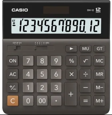 Produktbild von Casio DH-12BK 12-stelliger Tischrechner mit Rundung und Gesamtsumme