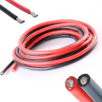 Produktbild von Kabel 10AWG 5,26mm² 1m Rot und 1m Schwarz Set Silikon Elektro Kupfer