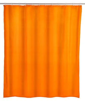 Image de WENKO Rideau de douche baignoire anti-moisissure orange 180x200 cm, anneaux inclus