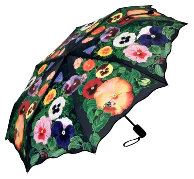 Produktbild von Regenschirm Taschenschirm Auf-Zu-Automatik Motivschirm Blumen Stiefmütterchen
