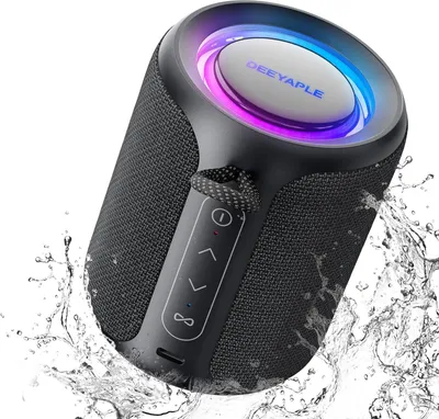 Produktbild von Deeyaple Bluetooth Lautsprecher Klein, Tragbare Musikbox, Bluetooth 5.3, IPX7 Wasserdicht, Kabellose Stereo Pairing, Freisprech, RGB Licht, Blau
