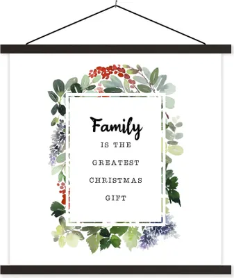 Produktbild von MuchoWow® Textilposter Weihnachten - Zitat - Familie 60x60 cm mit schwarzem Rahmen - Posteraufhänger