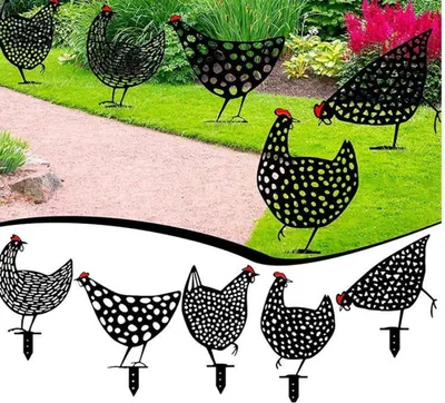 Produktbild von INF Acryl Hühnerhof Kunst Rasen Ornamente - 5er Set, Gartendekoration