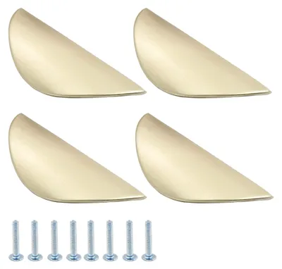 Produktbild von 4 Halbmond-Schrankgriffe aus Zinklegierung, 85 mm, gebürstetes Messing, mit Schrauben für Küche und Schlafzimmer