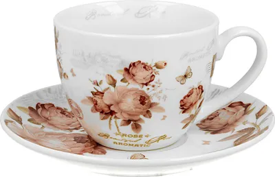 Produktbild von DUO FLORAL Tasse mit Untertasse 250 ml SECESSION, New Bone China Porzellan