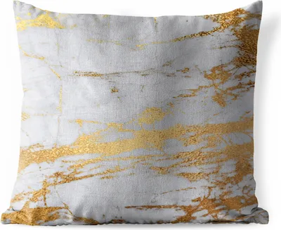 Produktbild von MuchoWow® Outdoor Kissen - Marmor - Gold - Grau - Stein - 60x60 cm - Wetterfest - Lounge Kissen - Dekoration - Schlaf Kissen
