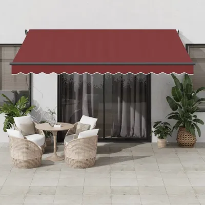 Produktbild von Möbel Markise Manuell mit LED Weinrot 400x350 cm - Markisenstoff 3214999