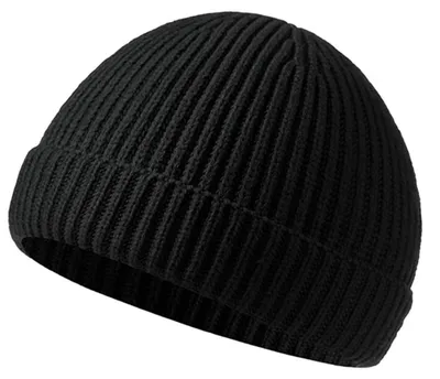 Produktbild von Strickmütze Herren Uni Schwarz Fleece gefüttert