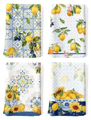 Productafbeelding van Keukenhanddoeken met Citroenprint, 4 Stuks