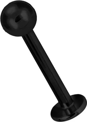 Immagine prodotto di Piercing nero al labbro dell'orecchio in acciaio inox 316L sfera 3mm spessore 1,2mm - BK-BLBN - 10,0 millimetri