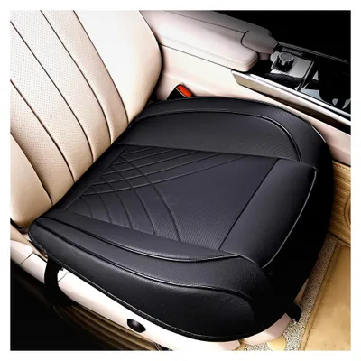 Produktbild von Premium-PU-Autositzbezug, Vordersitzschutz, passend für 95% aller Fahrzeuge, gepolstert, rutschfest, vollständige Umwicklungskante, Maße: 53,3 x 51,8 cm, 1 Stück, Schwarz