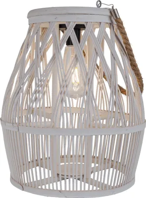 Produktbild von Näve Leuchten Solar-Dekoleuchte "KORBINIAN" weiß Solar-Dekoleuchte "KORBINIAN" weiß Solar-Dekoleuchte "KORBINIAN" weiß, Lampe für den Außenbereich im Natural-Style, aus Korb in weiß, 29 x 29 x 34 cm, mit Diode – mit Schiebeschalter – Dämmerungssensor