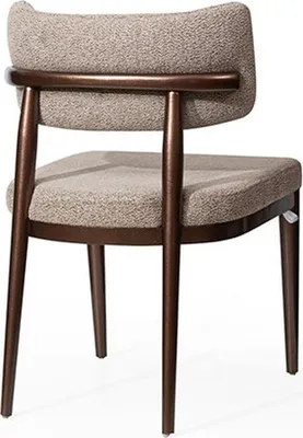 Produktbild von Designer Beiger Textilstuhl Esszimmer Braue Holzfüße Designer Möbel