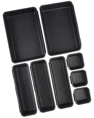 Image de Ensemble de 8 organisateurs de tiroirs noirs avec tapis antidérapants