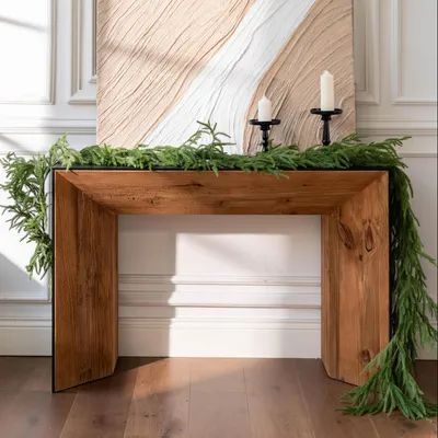 Productafbeelding van Kerstkrans van kunststof Norfolk-den, 1,8 meter, met een realistisch uiterlijk, voor decoratie