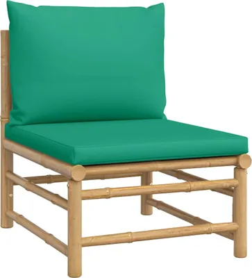 Produktbild von vidaXL Garten-Mittelsofa mit Grünen Kissen Bambus