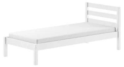 Produktbild von Massivholzbett >Pino< in Kiefer weiß lackiert - 211x84,4x97,5 (BxHxT)
