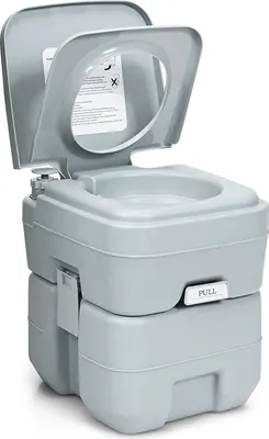 Produktbild von 20L Campingtoilette mit Abnehmbarem Abwasser- und Frischwassertank, Reisetoilette aus HDPE, Mobile Toilette, bis zu 100 kg belastbar, mit Spülung