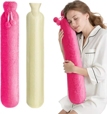 Productafbeelding van 2L Warme waterzak met hoes, zachte Britse tas voor nek en schouders, 73 x 14 cm, extra lange waterzak voor kinderen