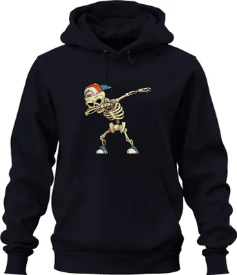 Produktbild von Dab Skelett Halloween Cap Sneaker Hip Hop Cartoon Skater Cool Uni Hoodie Kapuzenpullover, Navy, S