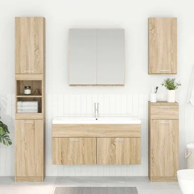 Produktbild von "Schlussverkauf" WaschbeckenunterSchrank 1 PC - Badezimmschrank - mit Speicher Sonoma-Eiche Holzwerkstoff  C9397