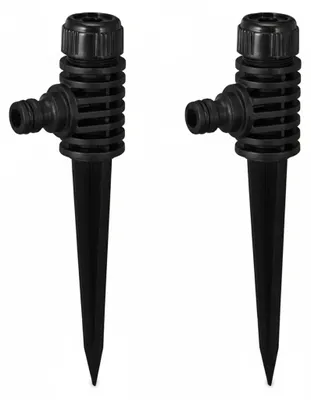 Produktbild von Relaxdays Sprühregner, 2er Set, Garten, Sprinkler, mit Erdspieß, 6 m Reichweite, Rasensprenger, Kunststoff, schwarz