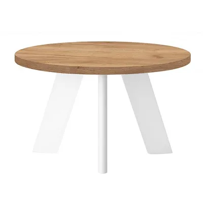 Zdjęcie produktu dla Stolik kawowy LEX o średnicy 60 cm, minimalistyczny i ponadczasowy - Oak Craft Golden / White