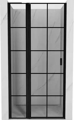 Produktbild von Mexen Mist L Duschabtrennung, links angeschlagen, 120 cm, schwarzes Gitter, schwarz - 8A4L-120-000-70-77-L