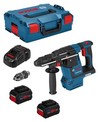 Imagen del producto de Martillo Perforador BOSCH GBH 18V-26 F (2 x 8,0 Ah ProCORE + GAL1880CV + L-Boxx 136)