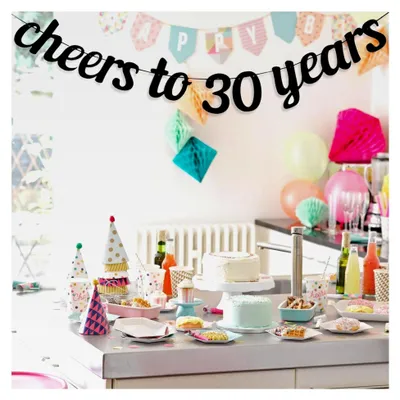 Produktbild von Deko zum 30. Geburtstag, Schwarz Banner für Männer und Frauen, geeignet für 30. Jahrestag und Geburtstagsfeier