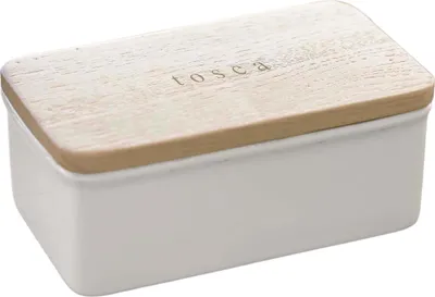 Immagine prodotto di Burriera in Vetroceramica con coperchio in legno Tosca