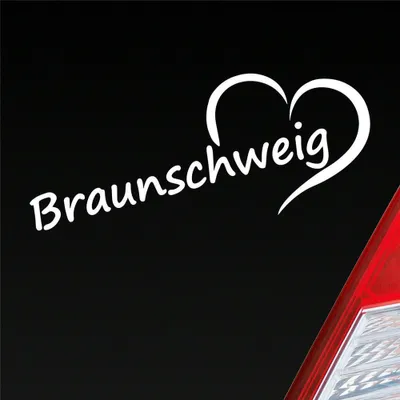 Produktbild von Auto Aufkleber Braunschweig Herz Stadt City Liebe Love 19,5x8 cm Weiss Matt Sticker Heckscheibenaufkleber
