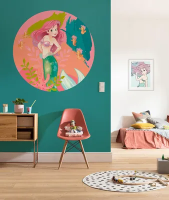 Produktbild von Komar Vlies Fototapete rund und selbstklebend "Ariel Happy Coral" - Größe: 128 x 128 cm (Breite x Höhe) - 1 Stück