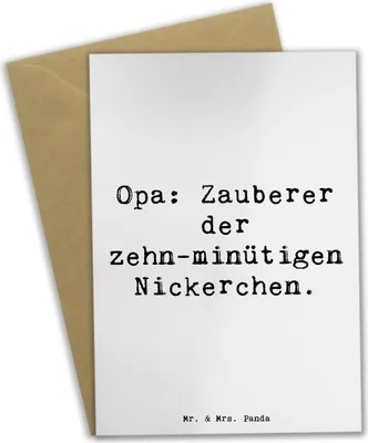 Produktbild von Mr. & Mrs. Panda Beileidskarte Spruch Opa Nickerchenmeister - Weiß - Geschenk, Grußkarte, Geschichten, einzigartige Designs, Geburtstage, weihnachtskarten, Grußkarten